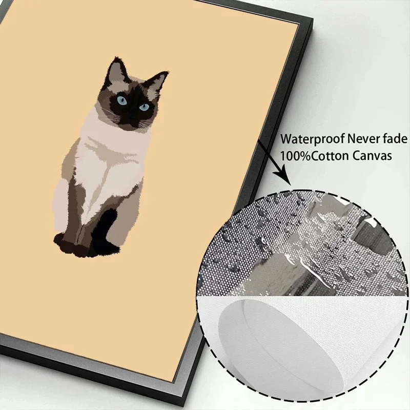 Cute Siamese Sphynx Scottish Fold Cats Poster Prints Minimalist Kawaii Animal Wall Art Canvas Painting Home Kids Room Decor view 6