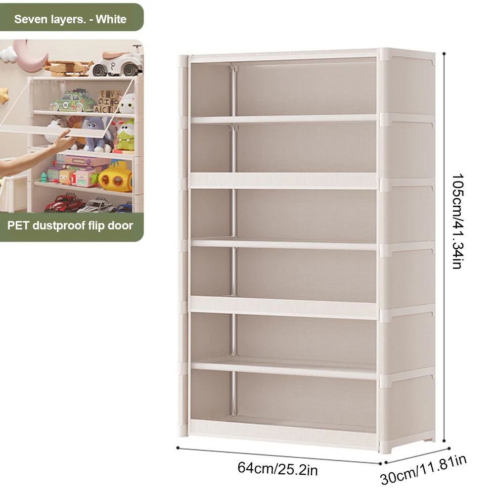 

7 Tiers Storage Containers Bin with Lid Shoe Storage Cabinet with Clear Flip Door Shoe Storage Shelf Cabinet for Bags Books