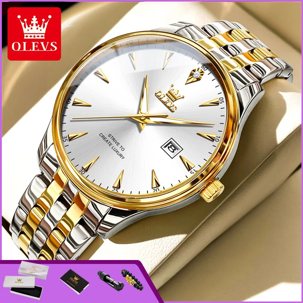 

OLEVS 5598 Luxury Man Watch Original Business Men's Dress Watches Waterproof Calendar Luminous Steel Strap Quartz Wristwatch