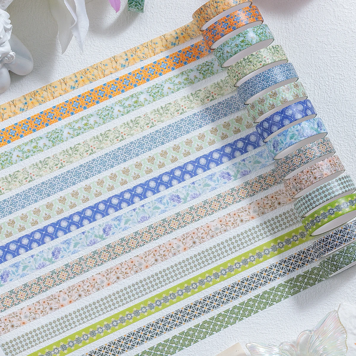 Decorative Washi Tape Set, Assorted Vintage Floral Pattern Masking Tape for Scrapbooking, Journaling, Planner and Gift Packaging