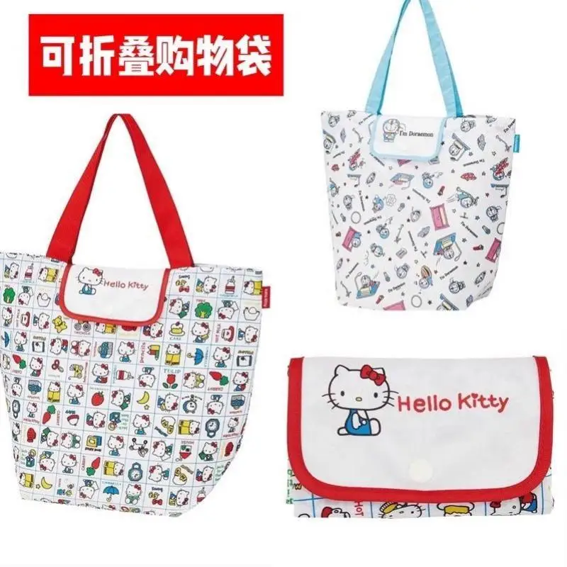 

Hello Kitty Ins Fashion Handbag Kawaii Sanrio Anime Sweet Kt Cat Folding Cartoon Cute Shopping Portable Storage Bag Girls Gifts