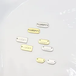 10pcs 12mm Stainless Steel LUCKY  Jewelry Charms Pendant DIY Handcraft Waterproof Antiallergic