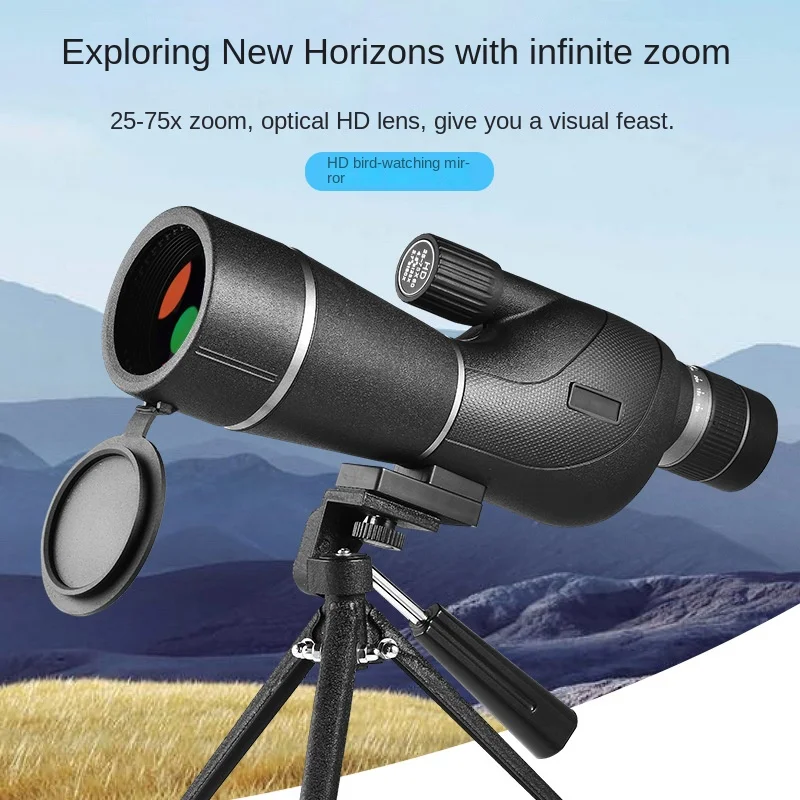 Maifeng Monocular 25-75x60 Birdwatching Telescope High Power Low Light Night Vision Large Aperture Bak4 With Phone Clip Tripod