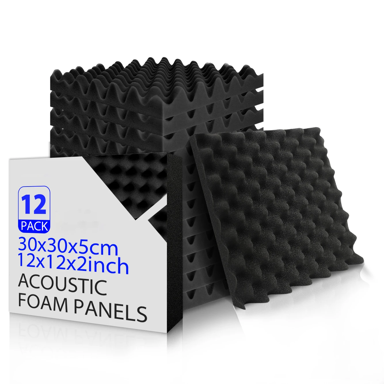 Panneaux en mousse acoustique, panneaux d'insonorisation anti-bruit haute densité avec contrôle des œufs de 12 pièces, idéaux pour les studios de musique et les murs de la maison