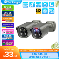 Techage 4K 8MP PoE Outdoor Two-way Audio Bullet IP Camera H.265 Surveillance System ONVIF Motion Detect Email Alert XMeye
