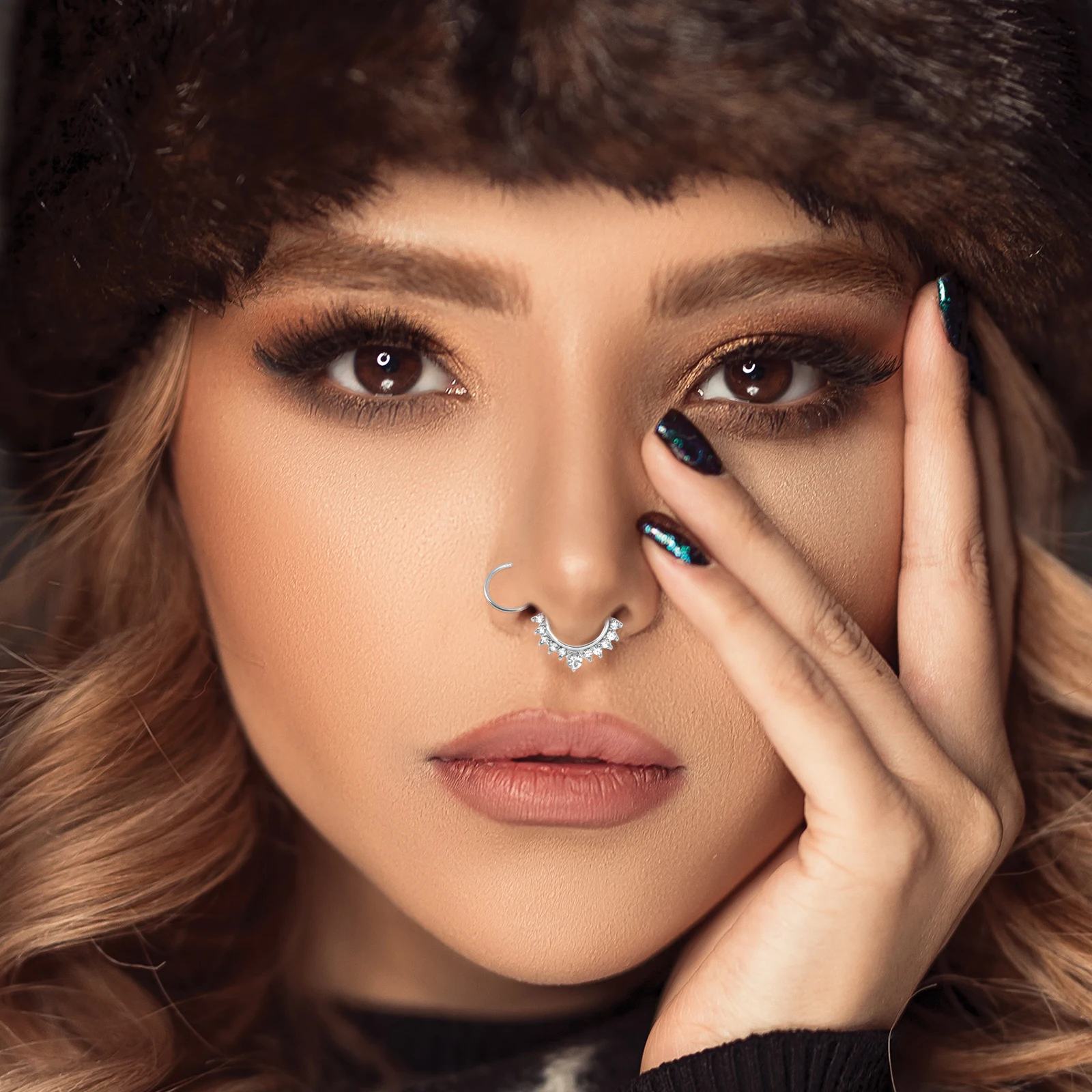 

19pcs Ear Set Jewelry Stainless Cuff Steel No Piercing Cuff For Women Fashion Nose Decor Jewelry Fake Nose Rings