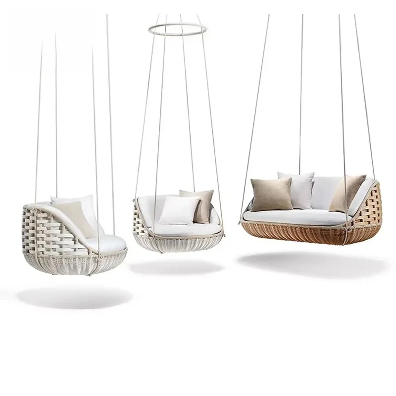 Outdoor Garden Double Seat Vine Egg Sunbathing Lounge Chair Popular Hanging Swing Chair for Patio Backyard Relaxation