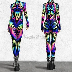 8-Style 3D Digital Printing Graffiti Jumpsuit Cosplay Costume S-4XL Halloween Stage Party Women Sexy Zipper Bodysuits