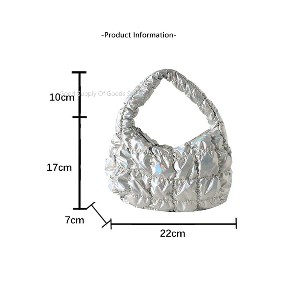 كوريا مطوي الفضة سحابة حقيبة 2025 المألوف الإبط حقيبة يد صغيرة Ruched مصمم حمل حقيبة بلون أعلى مقبض أكياس