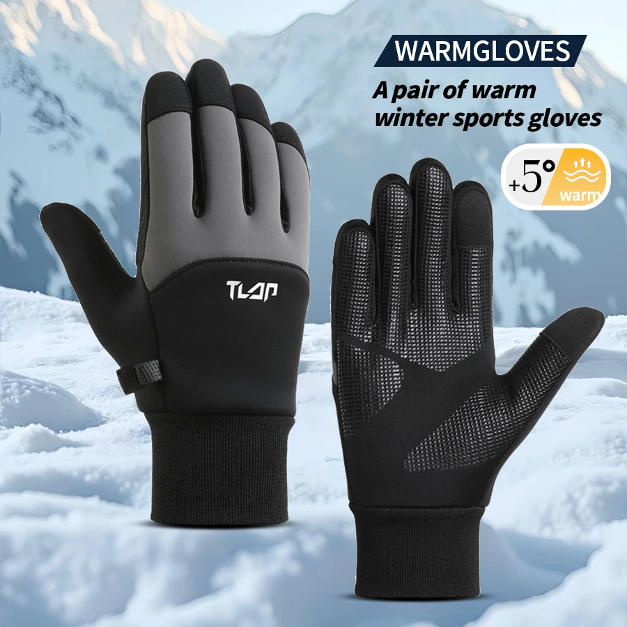 Warme Herbst- und Winterhandschuhe für Herren, Sport, Radfahren, Skifahren, Winter, kalter und wasserdichter Touchscreen, rutschfest und winddicht