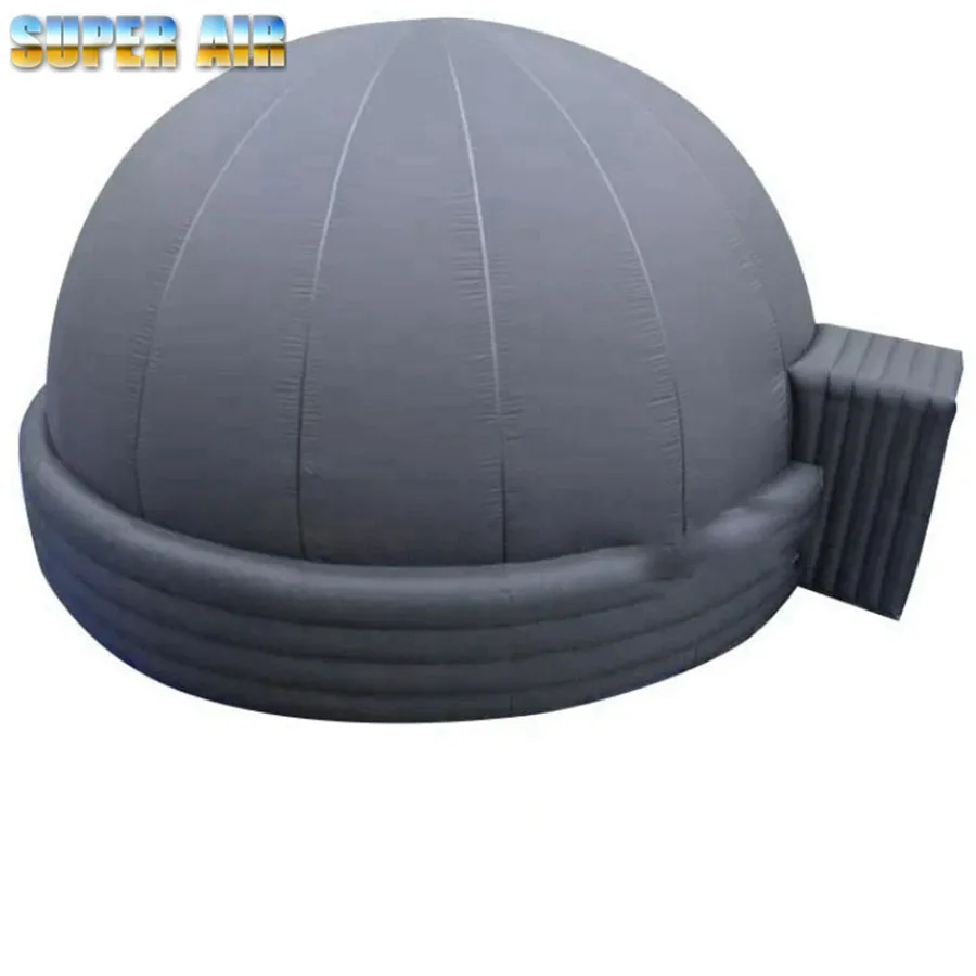 Tienda de proyección inflable para planetario de una sola Puerta, color gris premium, personalizable, con ventilador