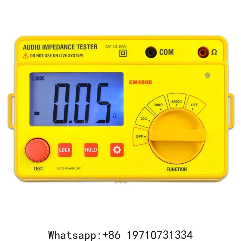 EM480B Digital Audio Impedance Tester Meter Test Range 20Ω/200Ω/2000Ω Resistance Meter 1KHz Test Frequency Data Hold