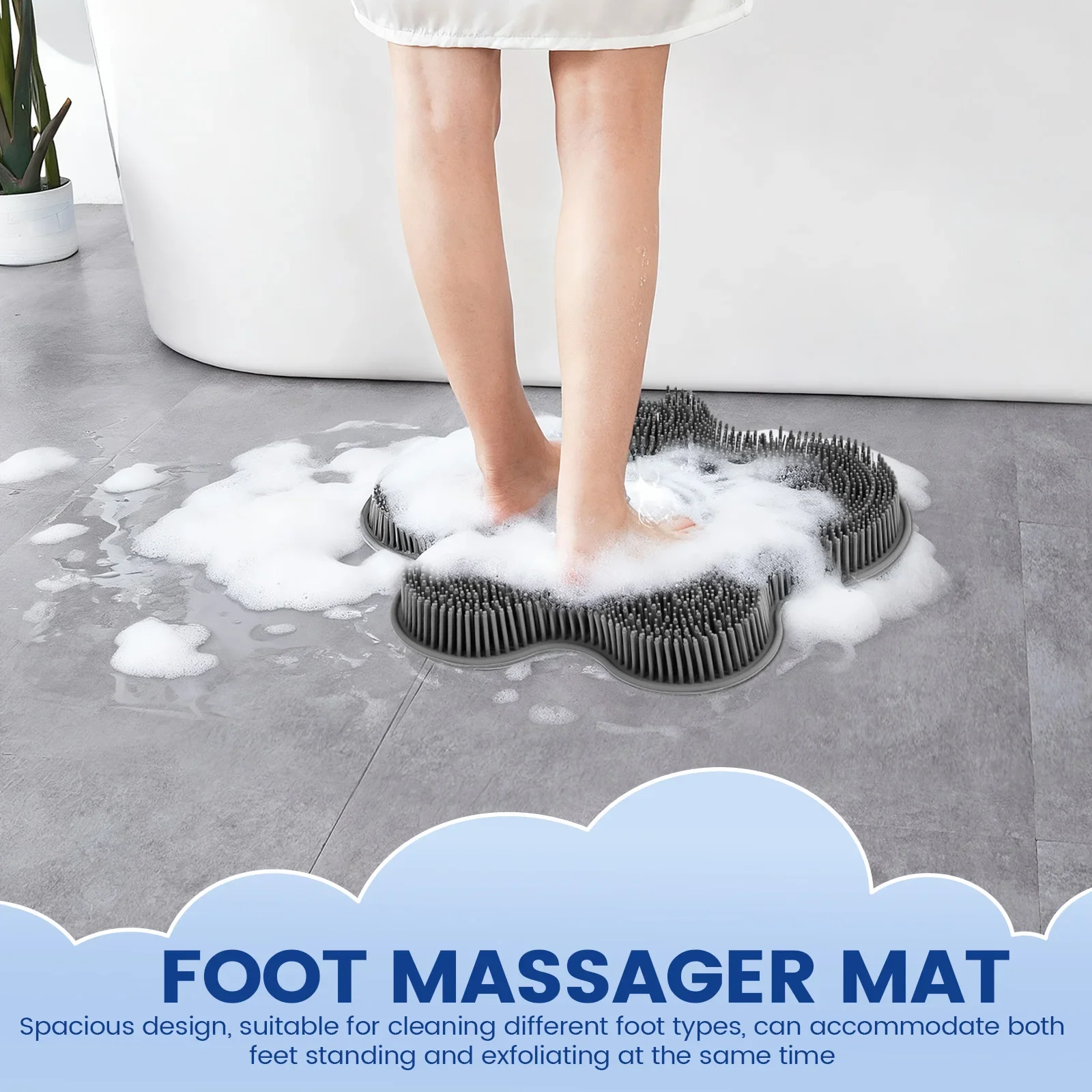 Silicone Foot Scrubber Exfoliating Shower Massage Scraper  Non-slip Wash Foot Pad Massage Shower Mat with Sucker Bathing Tool - view 4