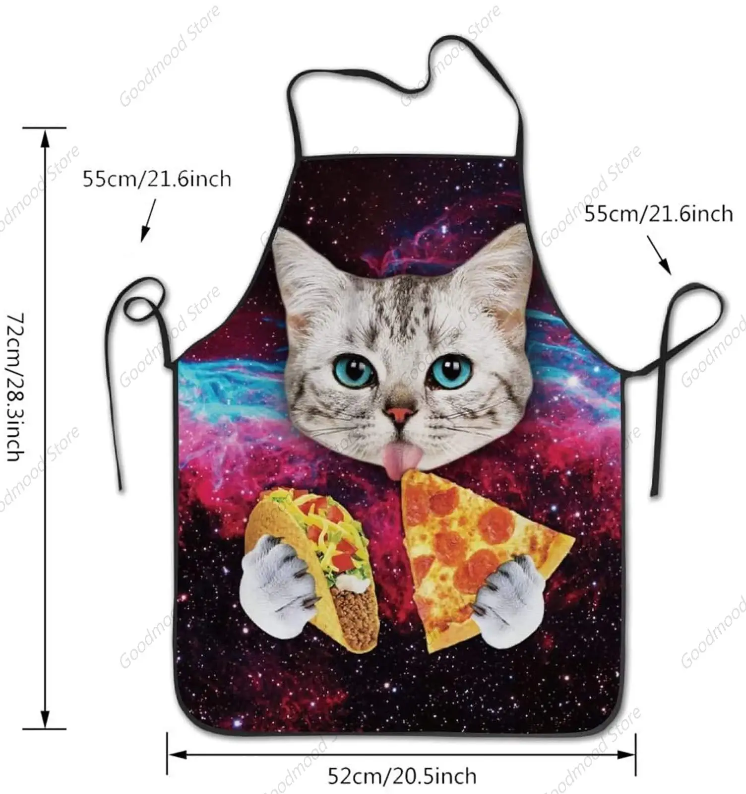 Galaxy Taco Cat Pizza Cooking Aprons Adjustable Bib Apron Waterdrop Cooking Kitchen Aprons for Women Men Chef