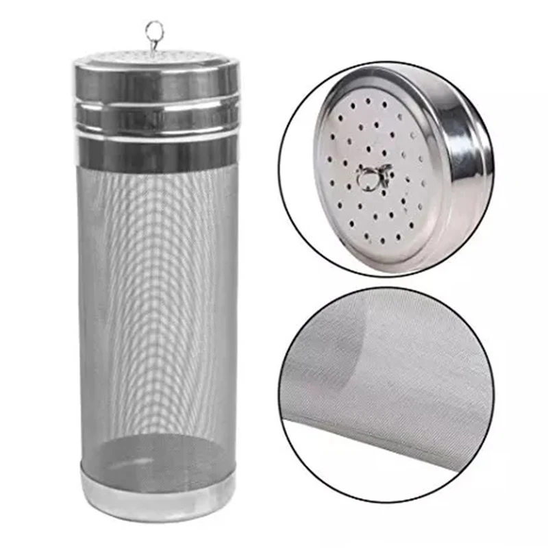 1PC Stainless Steel Portable Homemade Brew Beer Hop Mesh Filter Strainer with Hook Beer Brewing Hop Spider Mesh Filter Strainer