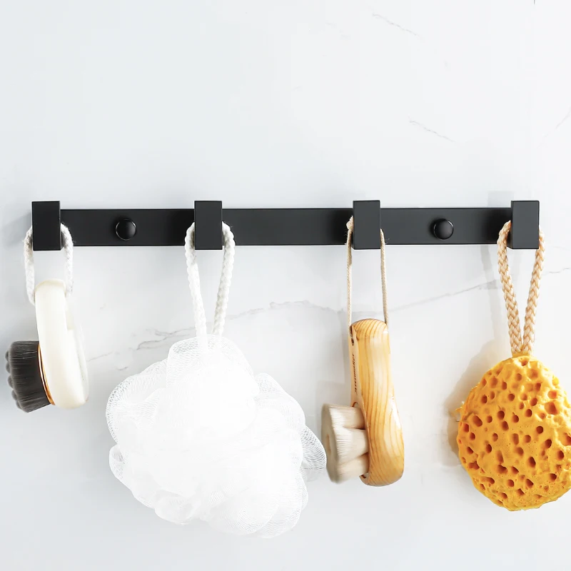 Household Wall Coat Rack Black Hooks For Hangging Clothes Towel Hanger Bathroom Robe Hook Heavy Duty Kitchen Accessories