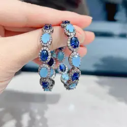 Bilincolor Fashion Blue Circle Earring for Women