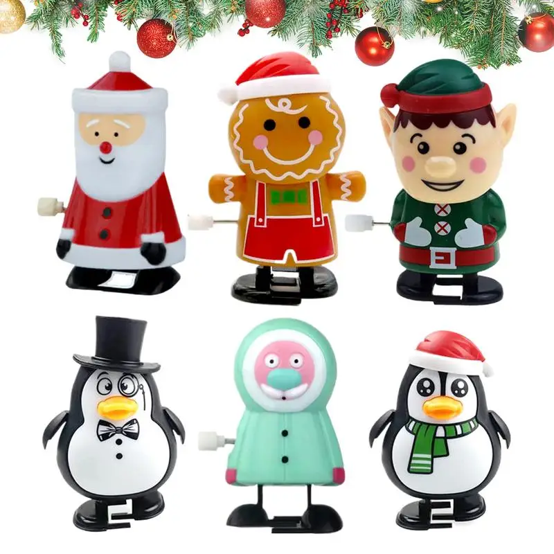 Świąteczne zabawki nakręcane 6X Cartoon Kids Christmas Toys Cute Santa Claus Gingerbread Man Penguin Colorful Tabletop Centerpieces