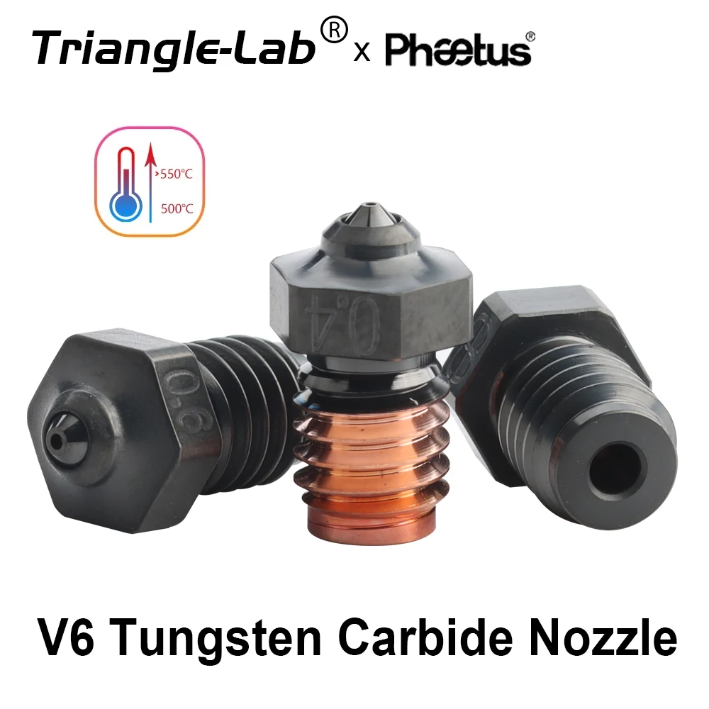 C Trianglelab Phaetus collaboration Tungsten Carbide Nozzle v6 Super Wear-Resistance DLC coating M6 thread for v6 hotend DDE blv