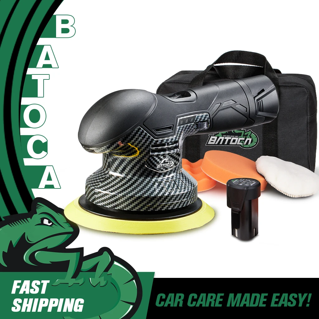 BATOCA S3 12V Cordless Car Polisher 150mm 6 Inch DA Buffer 8mm Random Orbital Auto Waxing Machine 5000RPM with 2000mAh Battery