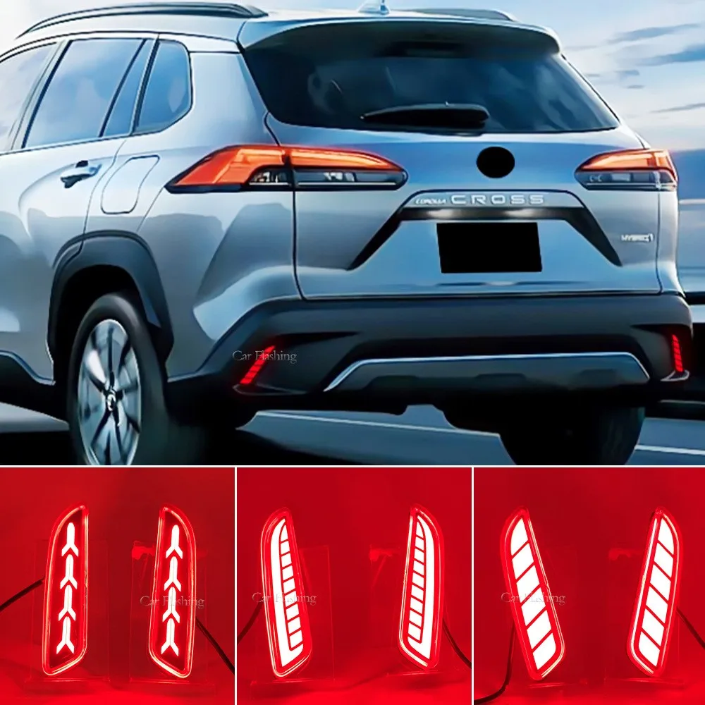 LED Rear Bumper Reflector Light For Toyota Corolla Cross 2020 2021 Car Strop Brake Warning Start-up Dynamic Turn Signal Lamp 12V