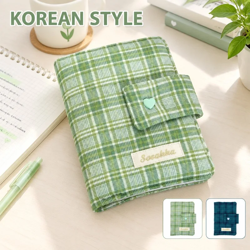 Green White Gingham Hand-journal Fabric Cover Book Sleeve Korean Energetic Style Student Notebook Protector School Stationery