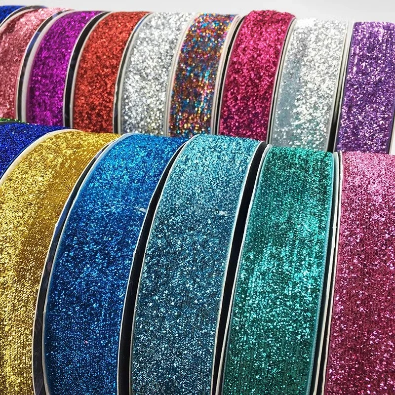 

5-meter Roll Width 25mm Sparkling Velvet Ribbon Handmade Wedding Party Gift Packaging Handmade DIY Hair Clip Sewing Fabric