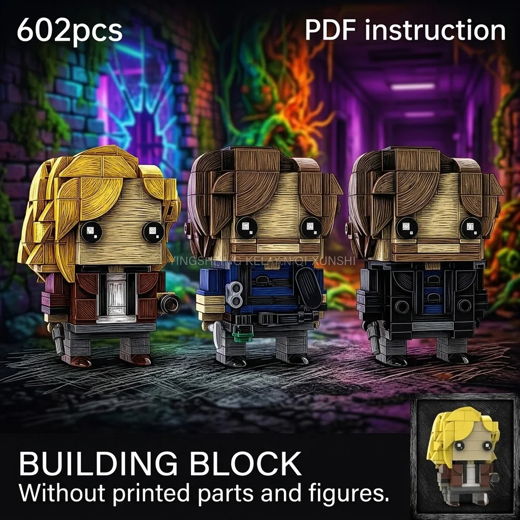 

Wasteland Theme Viral Outbreak Survivor Trio Stylized Blocky Character Figures MOC Block Model