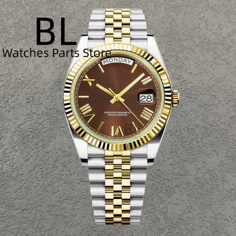 BLIGER Luxe CustomLogo Two Tone Rose Gold DD36DD40 Herenhorloges Miyota8285 Mechanische Horloges Saffierspiegel Waterdicht - afbeelding 1