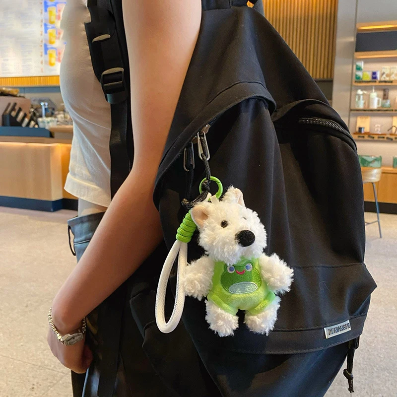 Cartoon Scrawled Puppy Panda Frog Vest Plush Doll Keychain Couple Bag Pendant Key Chain Cute Cat Piggy Clothes Schnauzer Keyring