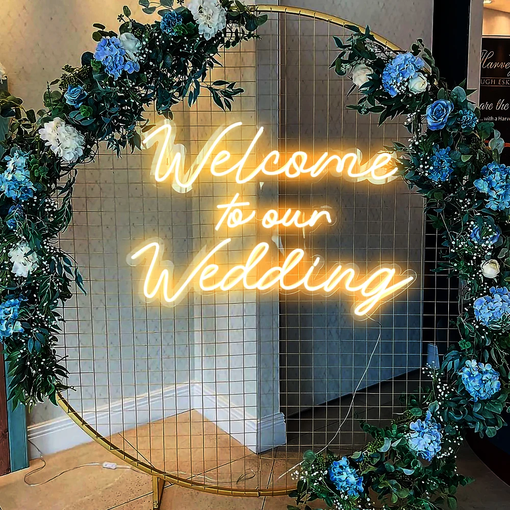 Custom Neon Sign Welcome To Our Wedding Neon Sign 55 x 40 cm Bedroom Custom Neon Wall Art Light Led Custom Light Neon Wall Decor