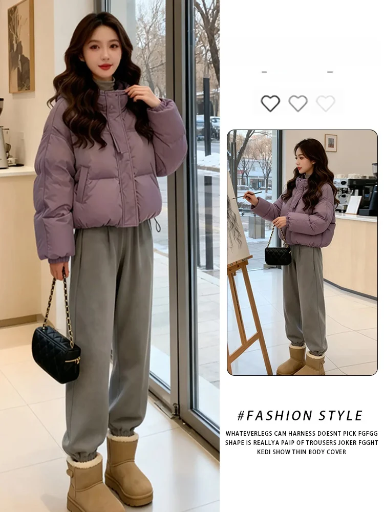 

Comfortable Cotton Hooded Jaet Women's Loose Casual Sle Streetwear Fall Winter Thiened Korean Version Commute