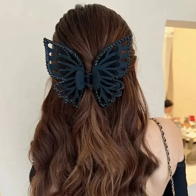 Large Butterfly Claw Clips Black Acrylic High-end Resin Hair Claw Simple Style Fashion All-match Shark Clip Hair Accessories