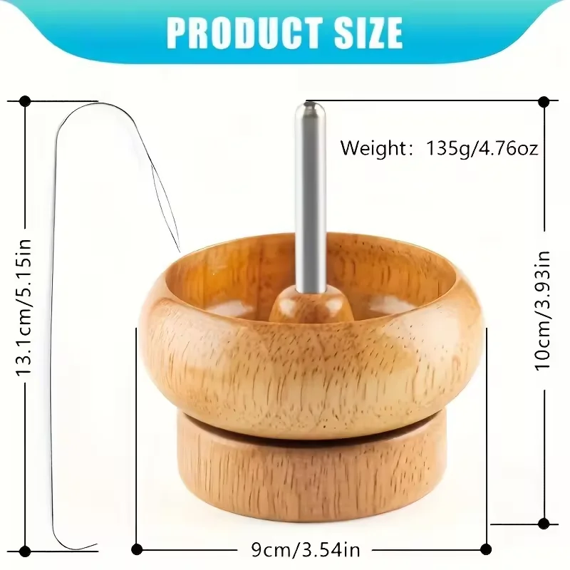 XUQIAN New Effortless Rotating Manual Wooden Bead Spinner with 1pc Big Eye Beading Needle for Simple Design Jewelry Making