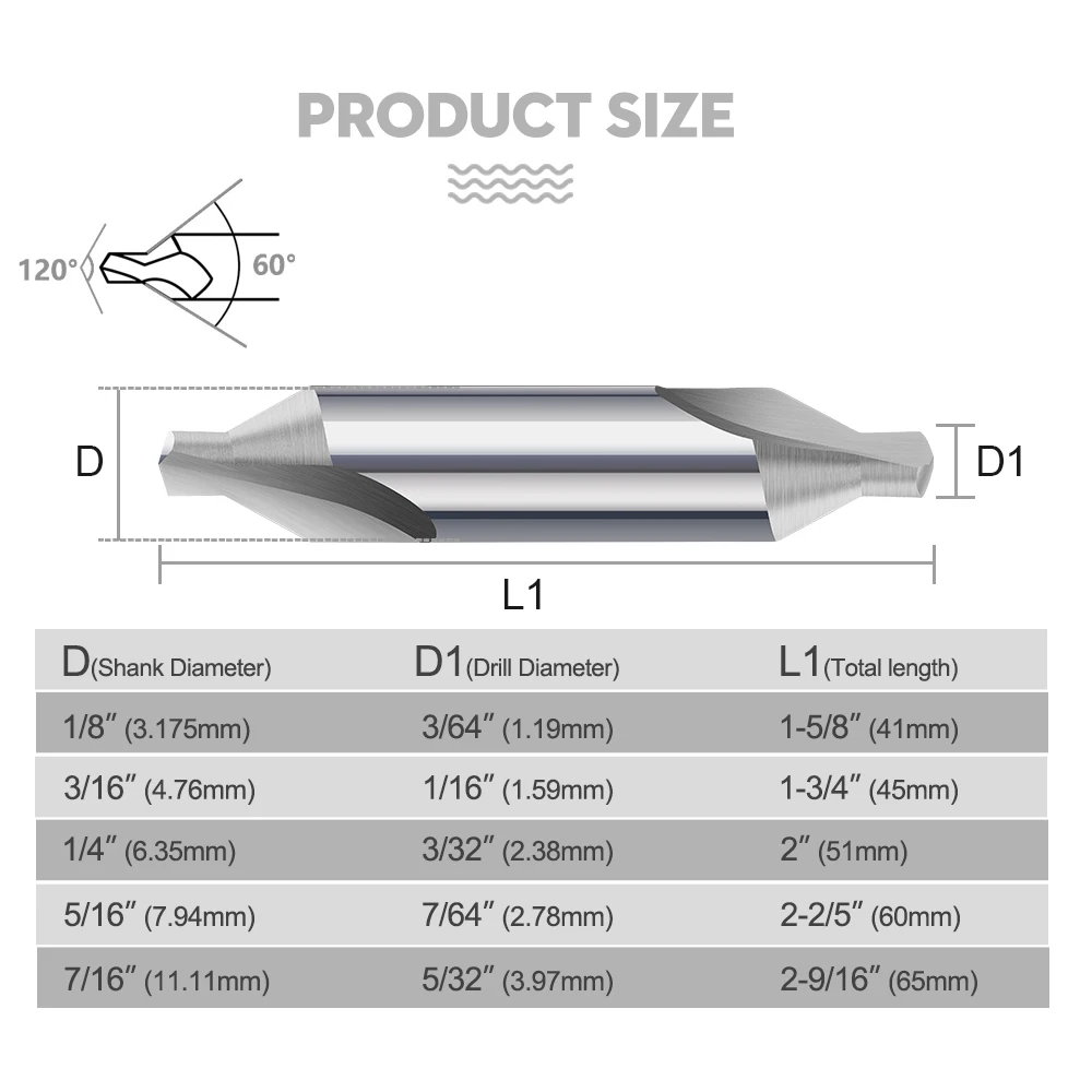 HAMPTON Bohrer HSS 4341 60 Grad Britischer Zentrierbohrer 1/8"/3/16"/1/4"/5/16"/7/16" Schaft für Drehmaschinen und Metallbearbeitung – Detail 3