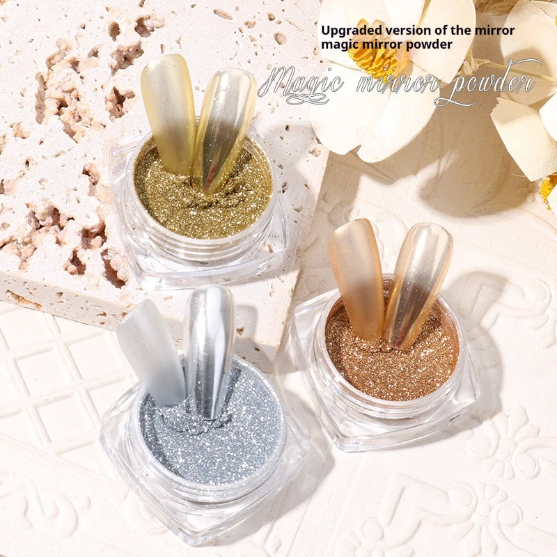 1/2Pcs Magic Mirror Nail Art Glitter Powder Gold/Silver Metallic Effect Chrome Pigment Rubbing Dust Gel Polish Manicure Decor *&