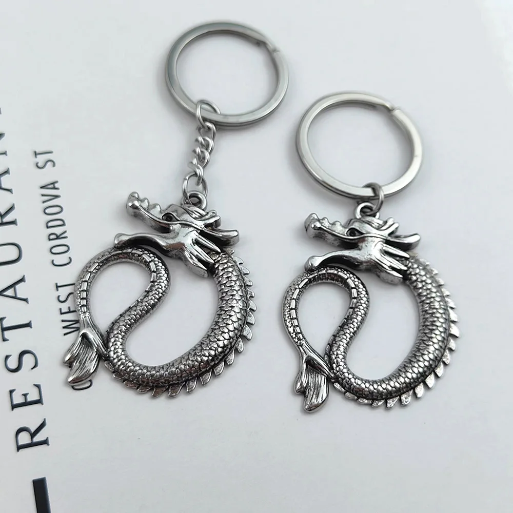 Fashion Vintage Charm Game Mortal Kombat Keychain Dragon Totem Alloy Keyring Holder Gift for Men Car Key Accessories