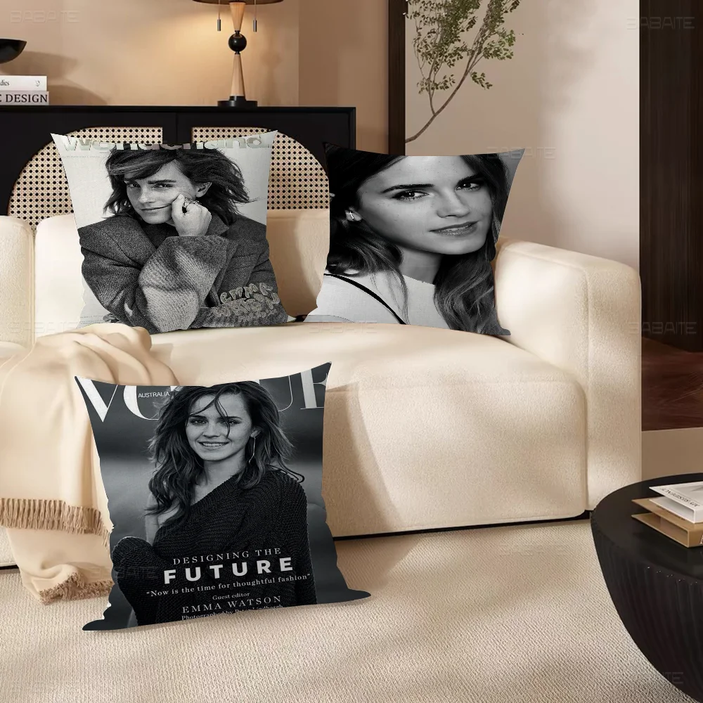 الممثلة E-Emma Watsons وسادة غطاء الوسادة المخدة غرفة المعيشة أريكة ديكور المنزل حسب الطلب