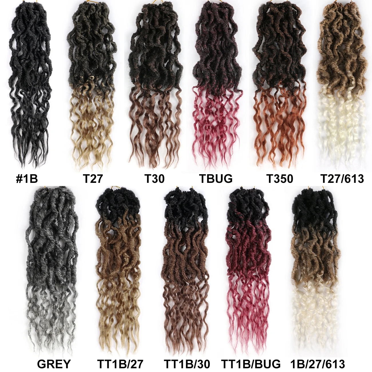 Goddess Boho-Tresses Synthétiques Ondulées au Crochet, Faux Locs, Pré-Bouclées, Noires, Brunes, Ombrées, Douces, 16, 24 Pouces