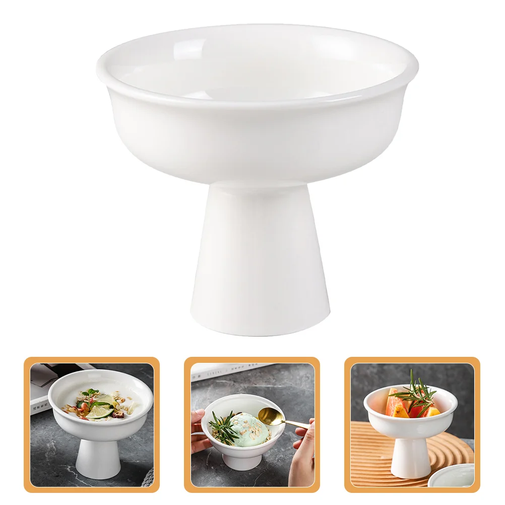 

Dessert Bowl Ceramic High Base Ice Cream Cup Multi Function Yogurt Pudding Bowls Serving Containers Exquisite Dessert