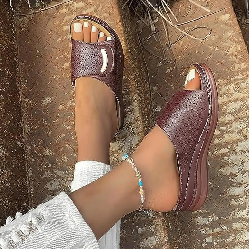 Zapatillas de cuña cómodas para mujer, sandalias ortopédicas informales suaves y transpirables con punta abierta para corrección de pies para verano