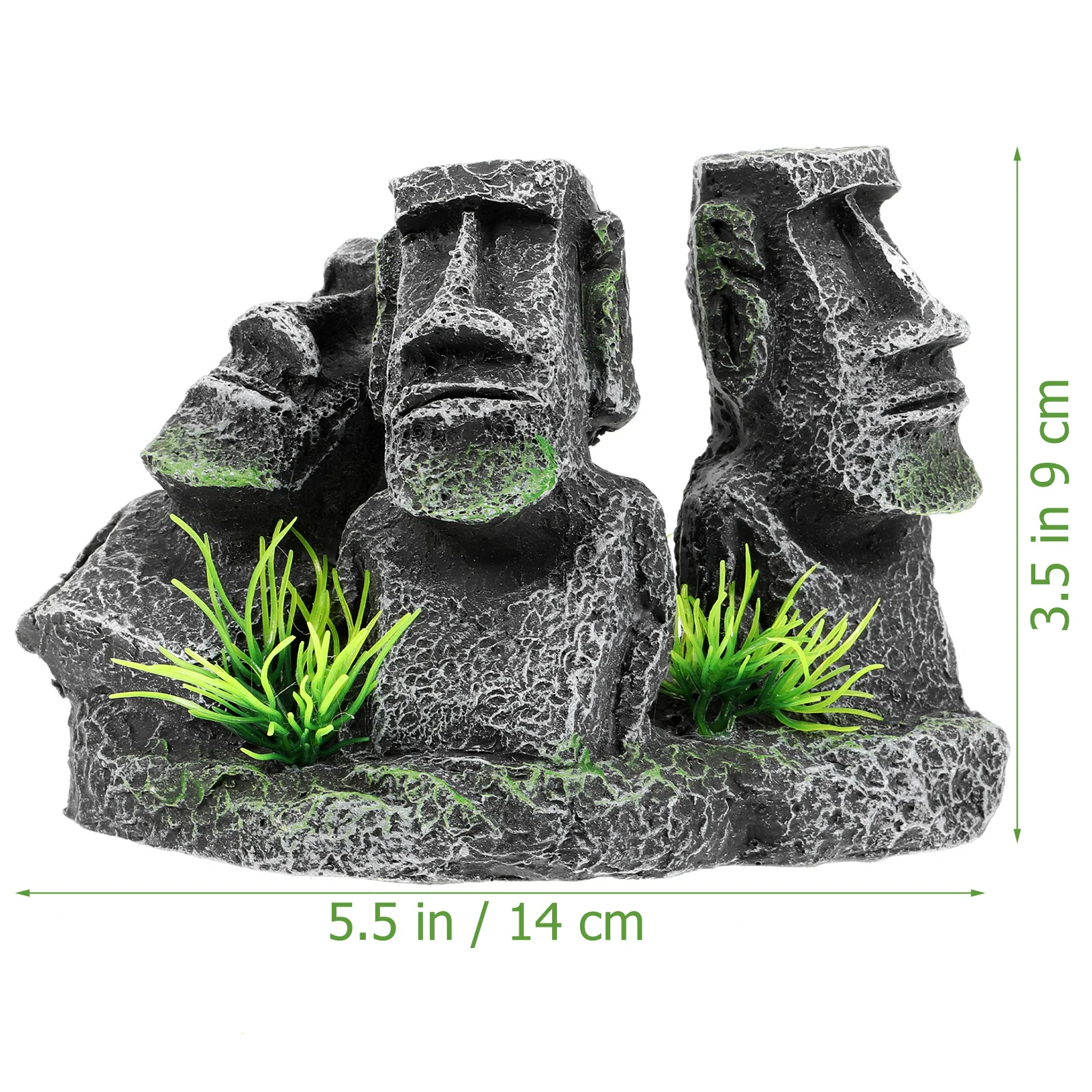 Statua di pietra Ornamenti per acquario Decorazioni grandi Decorazioni per acquario Moai Accessori in resina Betta