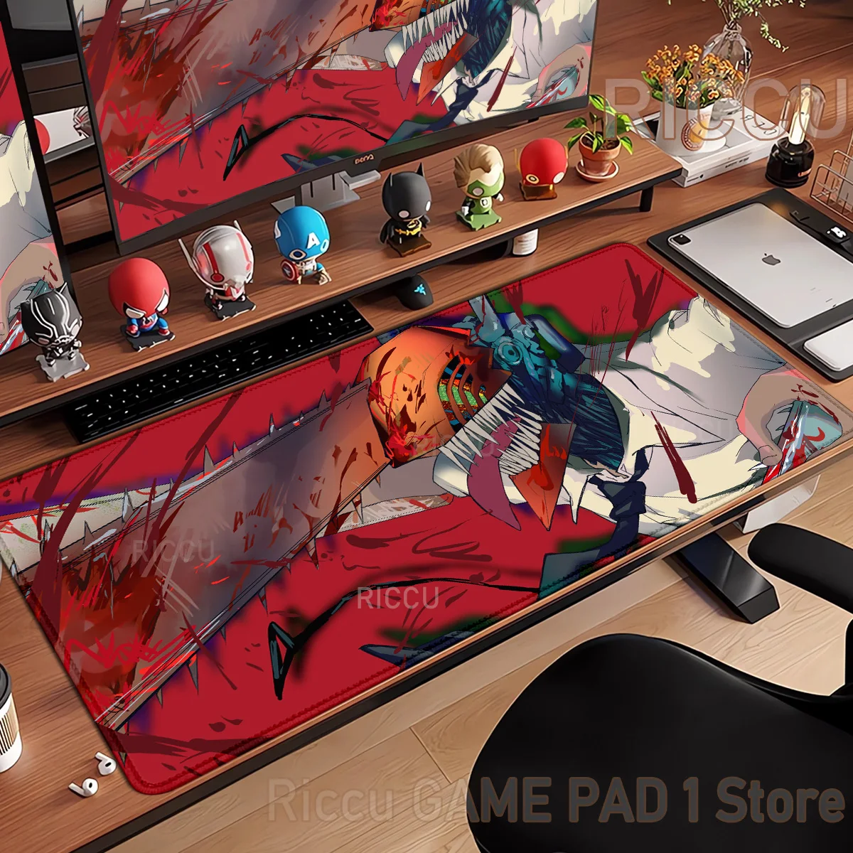 C-Chainsaw Man Mouse Pad non-slip Gaming Mouse pad Gamer E-Sports Mouse Mat Game Mechanical Keyboard XXL Desk Mat PC peripherals