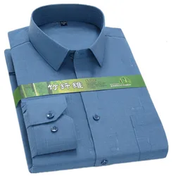 Big Size 7XL 6XL 5XL New Men's Printed Shirt Bamboo Fiber Soft Comfort Long Sleeve Casual Spring Fashion Business Man Shirts