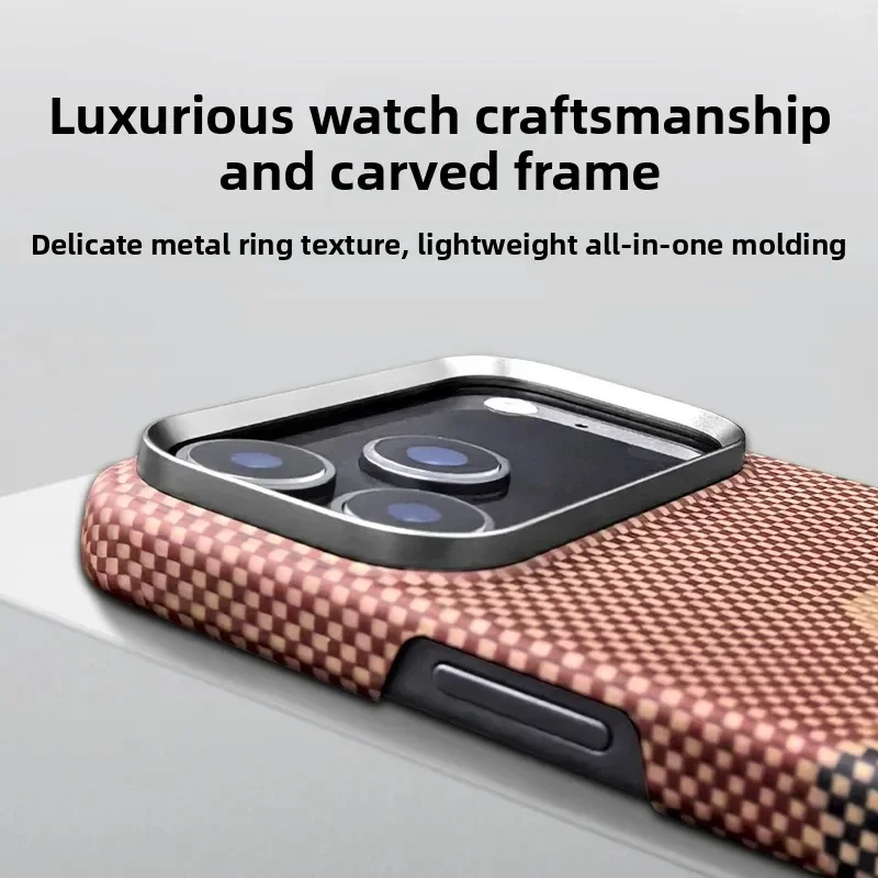 VWAR حافظة هاتف مغناطيسية من ألياف الكربون الحقيقية لهاتف آيفون 17 برو ماكس 17 غطاء Air Magsafe فاخر من ألياف الأراميد المغناطيسية