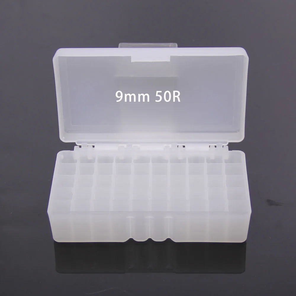 50/100 Rondes Tactische Kogel Box 9mm/.223/.38Super Pistool Geweer Munitie Carry Opbergdoos Flip-Top Kogels case Jacht Accessoire