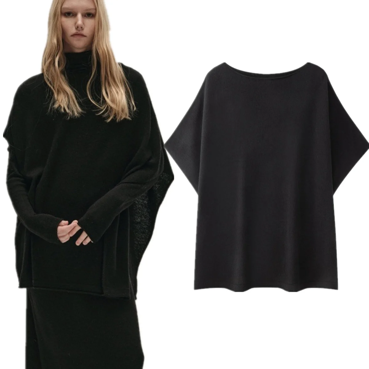 

Maxdutti 2026 Wool Tops Fashion Elegant Women's Sweater Knitwear Woman Clothing Woman Clothes Batwing Sleeve Pullover