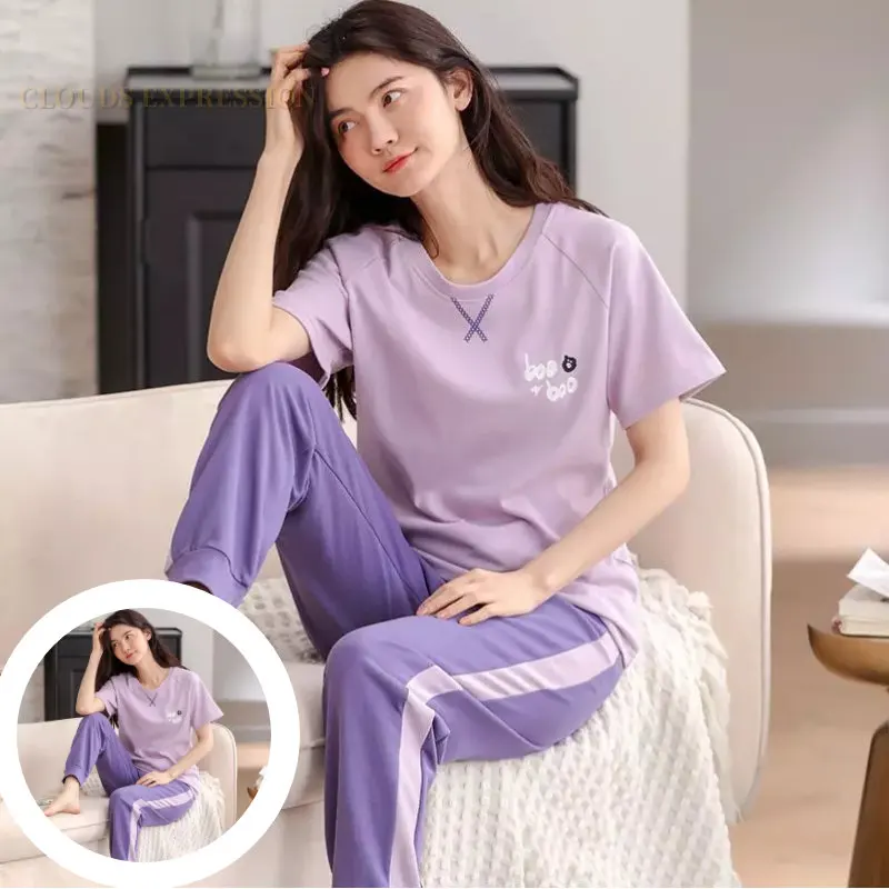 Spring Summer Short Sleeved Elegant Women\'s Pajamas Set Abstract Sexy Black Nightwear Plaid Sleepwear Lounge Homewear Fashion