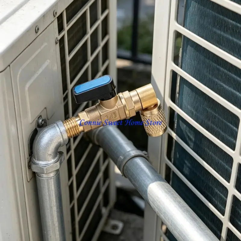 LXAF Shut-off Flows Control 90 Degree R22 Brass Ball Valves for Air Conditioner Refrigerants Charging Small Service Valves for
