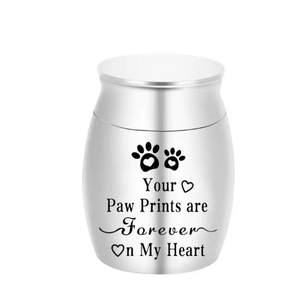 Mini caixa selada para cinzas de animais de estimação, criativa, à prova de umidade, urna funerária para animais de estimação, impressão de pata, à prova de poeira, cremação, urna para cinzas, suprimentos para animais de estimação